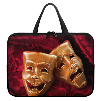 Comedy And Tragedy Theater Masks Print Laptop Sleeve With Handle