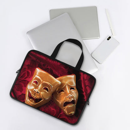 Comedy And Tragedy Theater Masks Print Laptop Sleeve With Handle