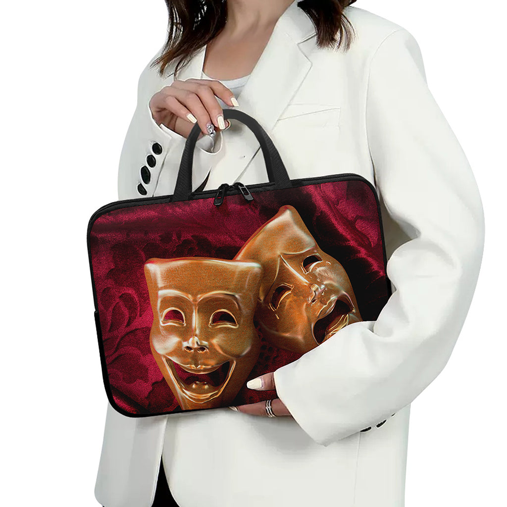 Comedy And Tragedy Theater Masks Print Laptop Sleeve With Handle