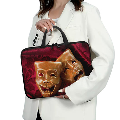 Comedy And Tragedy Theater Masks Print Laptop Sleeve With Handle