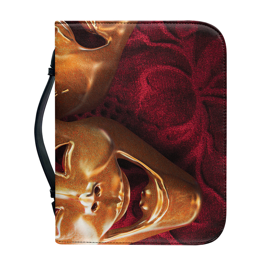 Comedy And Tragedy Theater Masks Print Leather Bible Cover