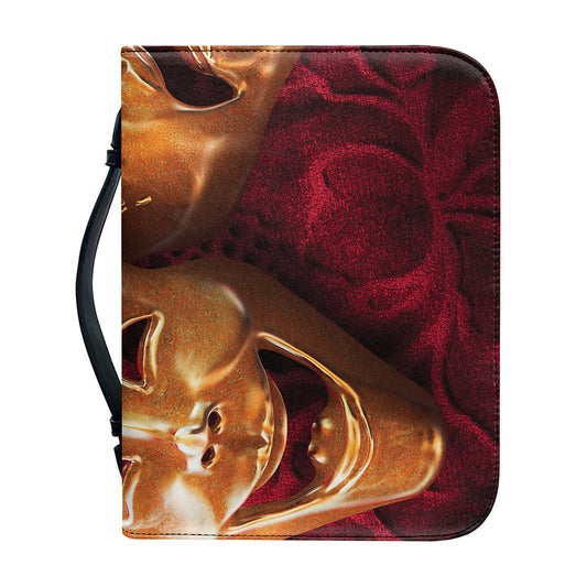 Comedy And Tragedy Theater Masks Print Leather Bible Cover