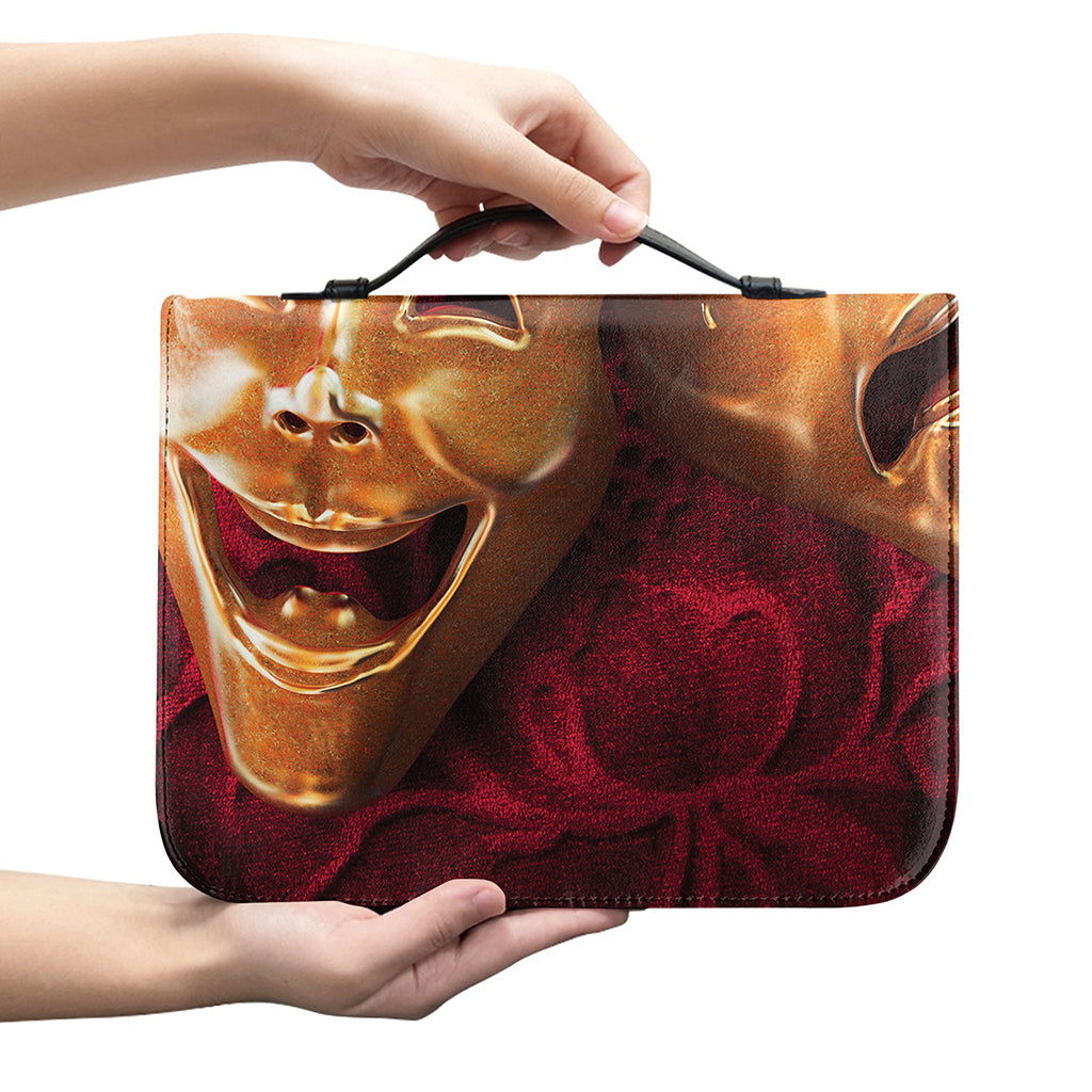 Comedy And Tragedy Theater Masks Print Leather Bible Cover