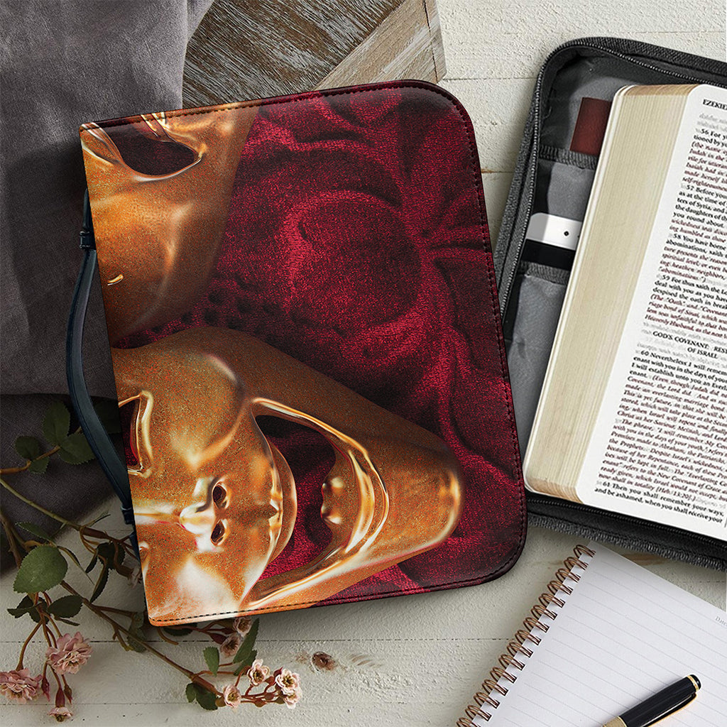 Comedy And Tragedy Theater Masks Print Leather Bible Cover