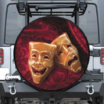Comedy And Tragedy Theater Masks Print Leather Spare Tire Cover