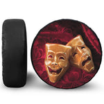 Comedy And Tragedy Theater Masks Print Leather Spare Tire Cover