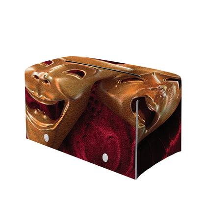 Comedy And Tragedy Theater Masks Print Leather Tissue Box Cover
