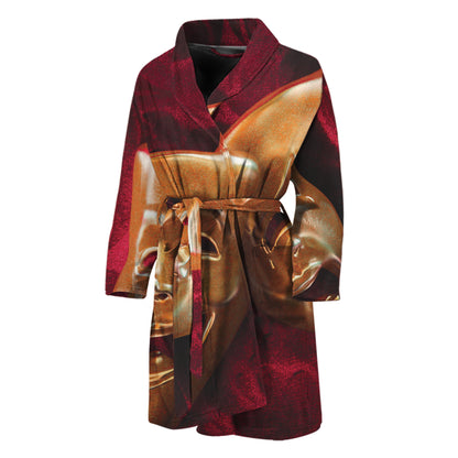 Comedy And Tragedy Theater Masks Print Men's Bathrobe