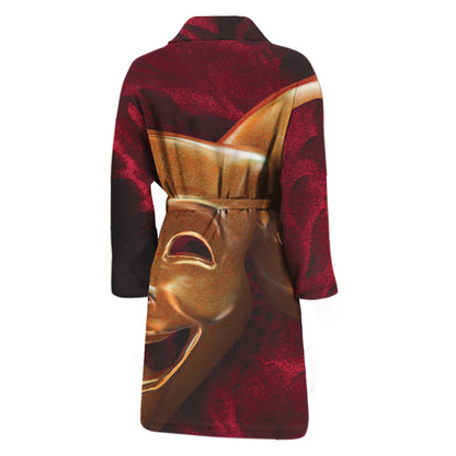 Comedy And Tragedy Theater Masks Print Men's Bathrobe