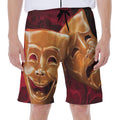 Comedy And Tragedy Theater Masks Print Men's Beach Shorts