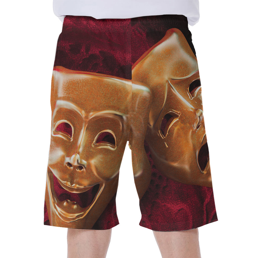 Comedy And Tragedy Theater Masks Print Men's Beach Shorts