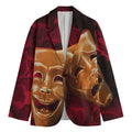 Comedy And Tragedy Theater Masks Print Men's Blazer