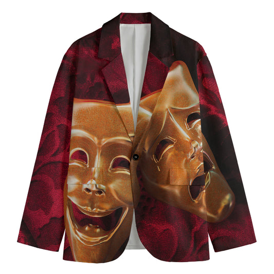 Comedy And Tragedy Theater Masks Print Men's Blazer