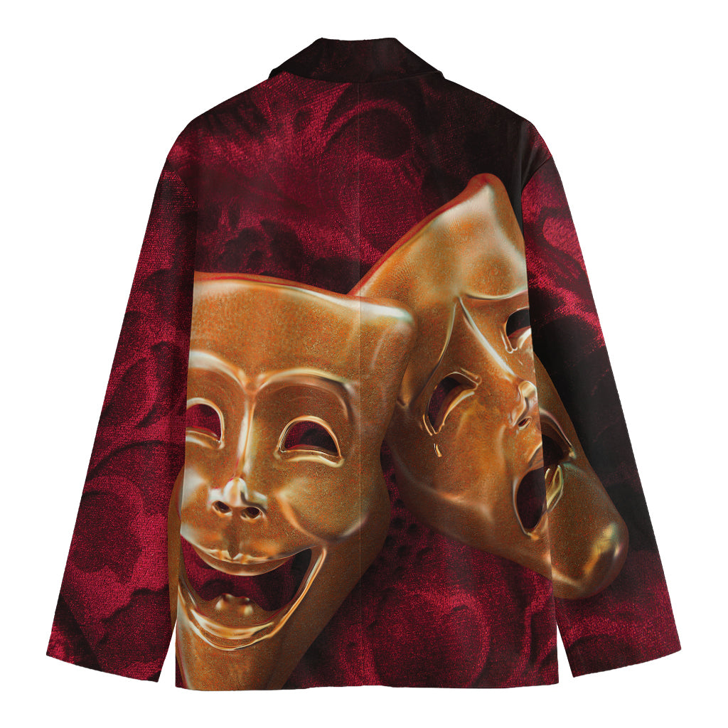 Comedy And Tragedy Theater Masks Print Men's Blazer