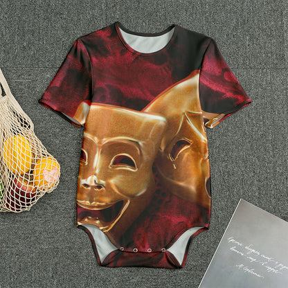 Comedy And Tragedy Theater Masks Print Men's Bodysuit