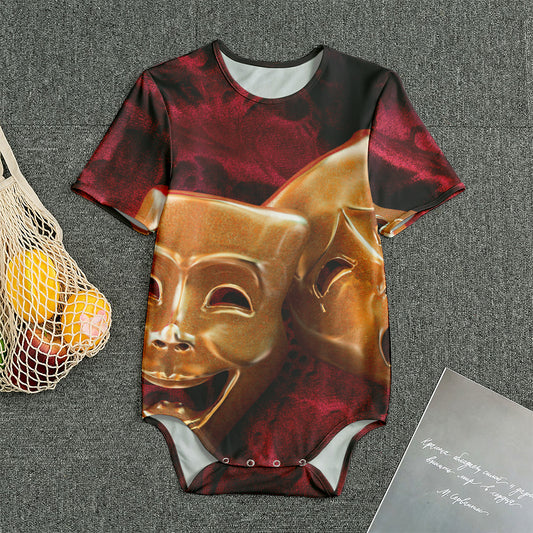 Comedy And Tragedy Theater Masks Print Men's Bodysuit