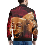 Comedy And Tragedy Theater Masks Print Men's Bomber Jacket