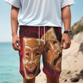 Comedy And Tragedy Theater Masks Print Men's Cargo Shorts