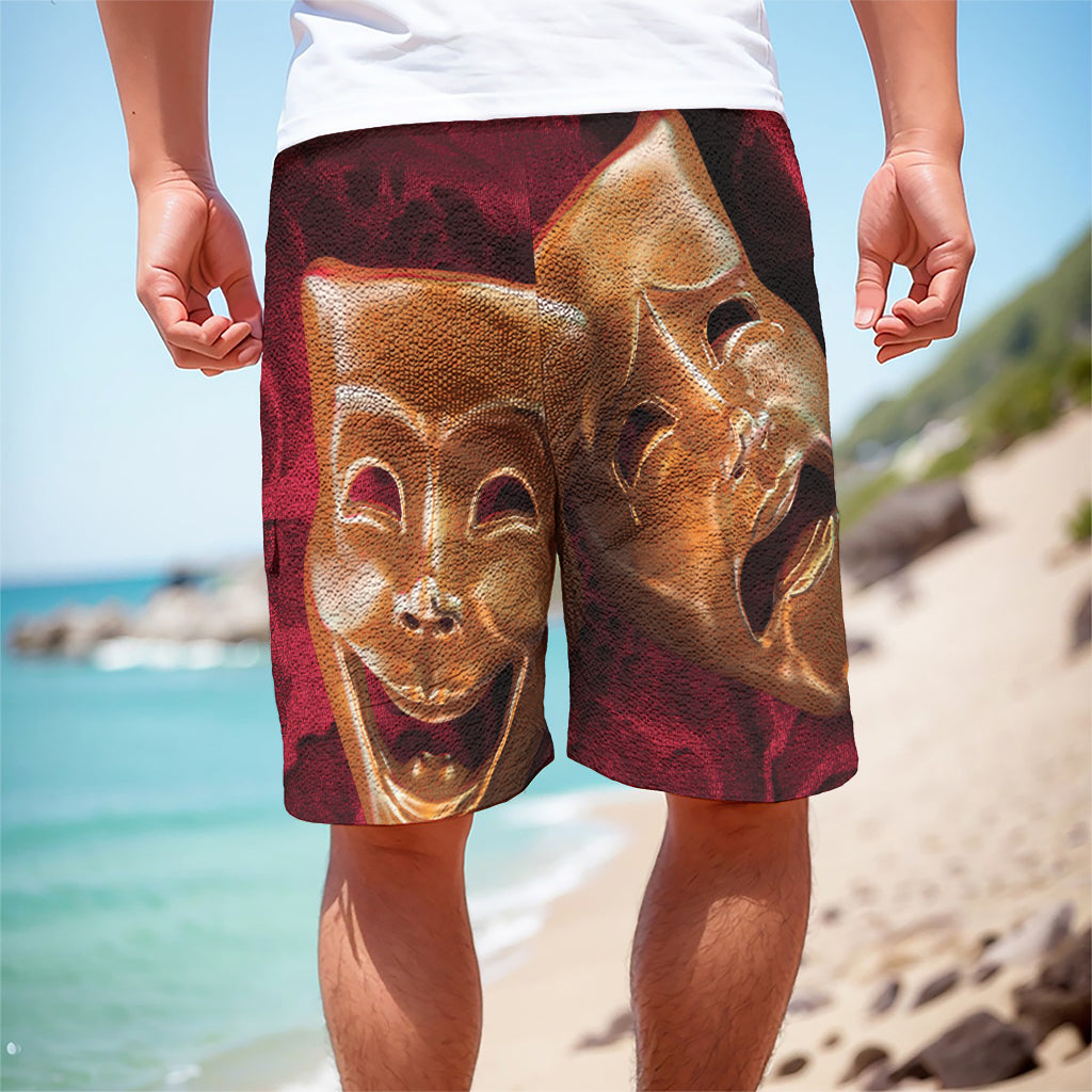 Comedy And Tragedy Theater Masks Print Men's Cargo Shorts