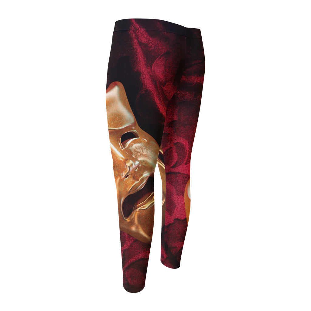 Comedy And Tragedy Theater Masks Print Men's Compression Pants