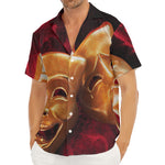 Comedy And Tragedy Theater Masks Print Men's Deep V-Neck Shirt