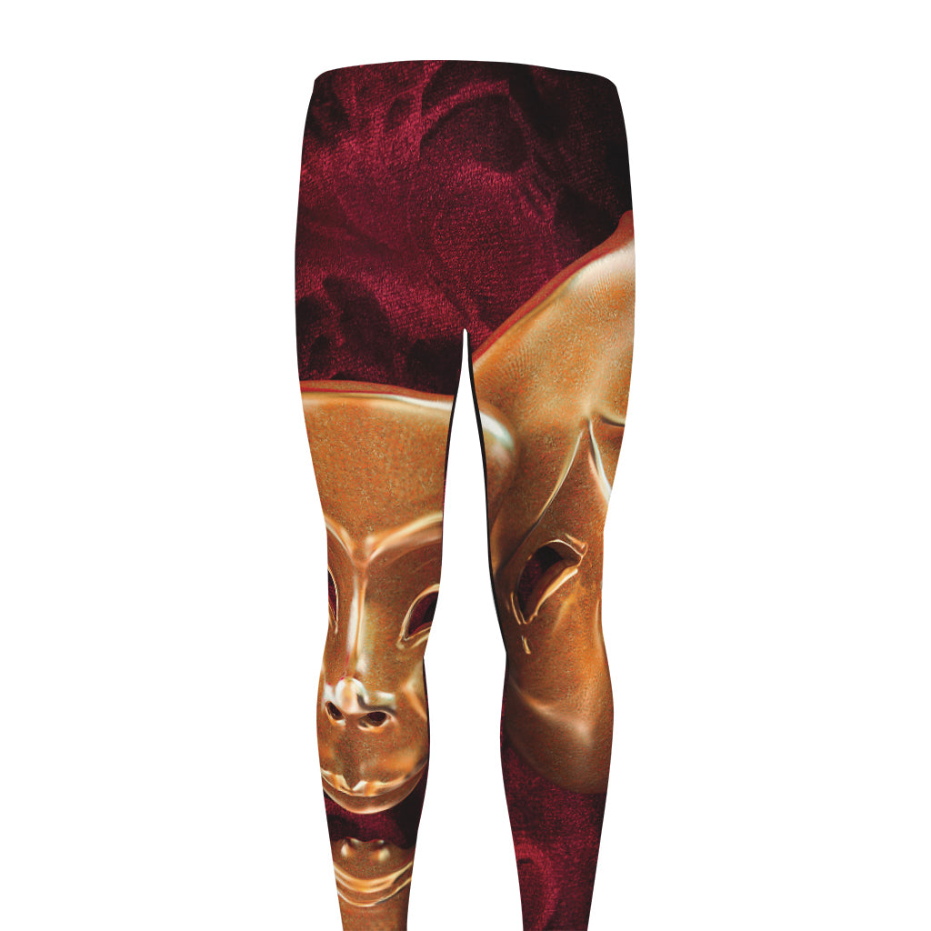 Comedy And Tragedy Theater Masks Print Men's leggings
