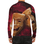 Comedy And Tragedy Theater Masks Print Men's Long Sleeve Rash Guard