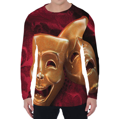 Comedy And Tragedy Theater Masks Print Men's Long Sleeve T-Shirt