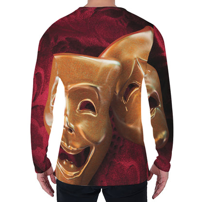 Comedy And Tragedy Theater Masks Print Men's Long Sleeve T-Shirt