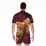 Comedy And Tragedy Theater Masks Print Men's Rompers