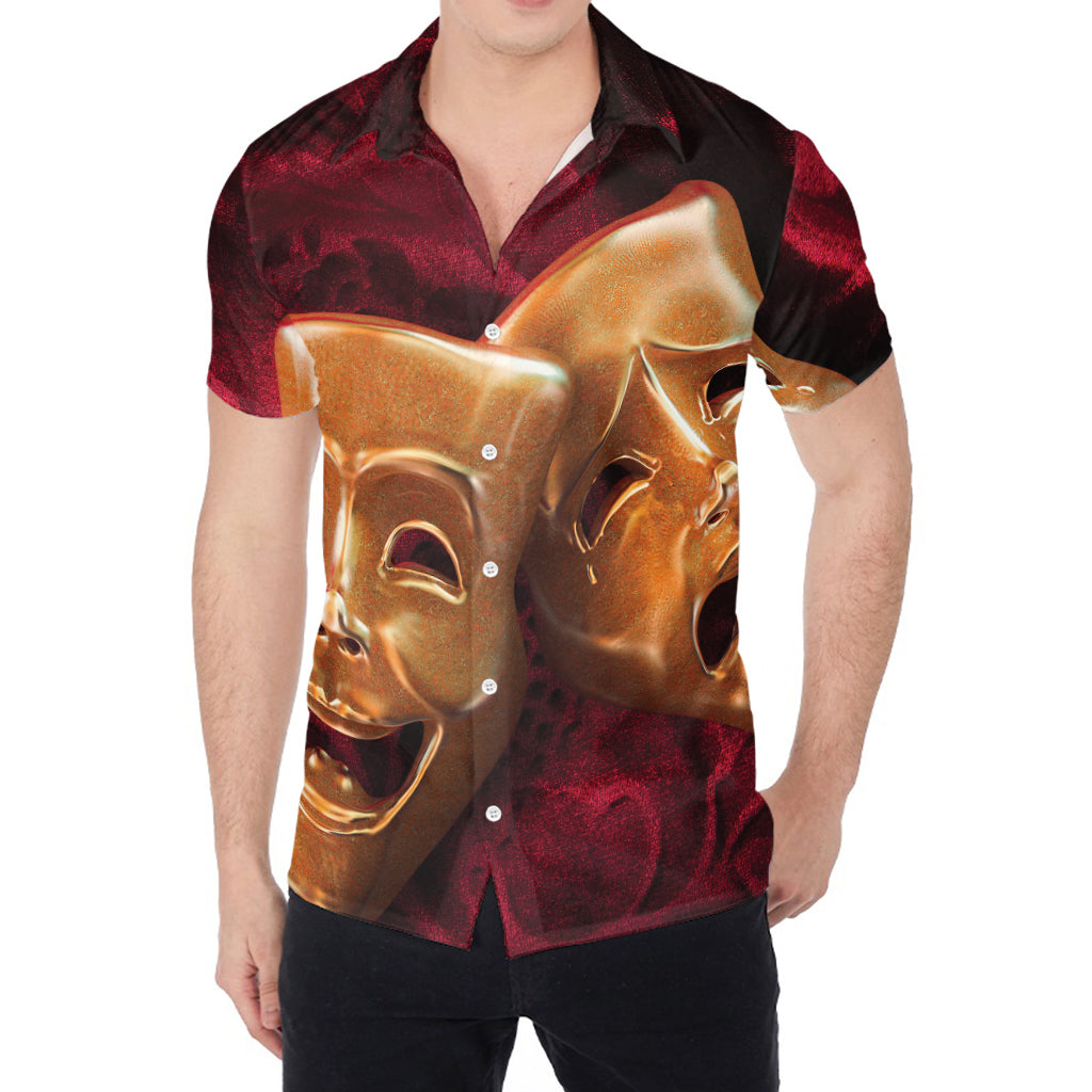Comedy And Tragedy Theater Masks Print Men's Shirt