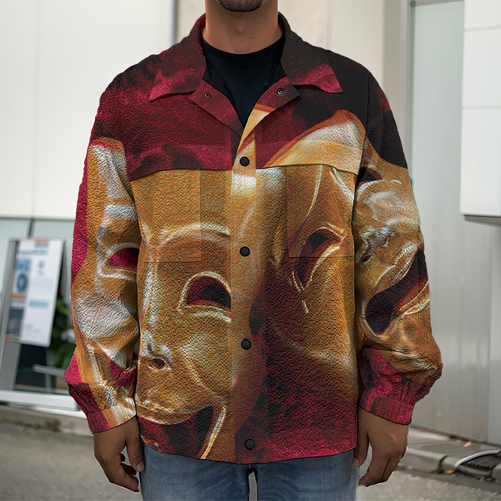 Comedy And Tragedy Theater Masks Print Men's Shirt Jacket