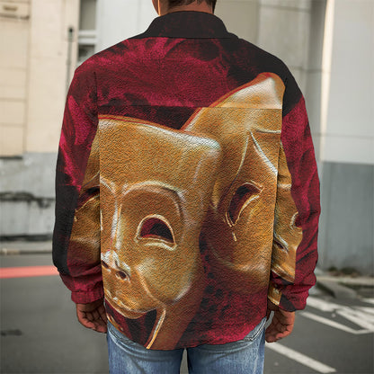 Comedy And Tragedy Theater Masks Print Men's Shirt Jacket