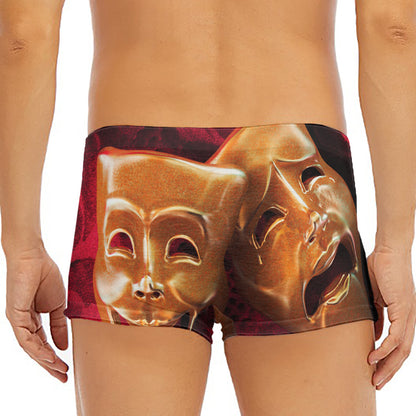 Comedy And Tragedy Theater Masks Print Men's Short Boxer Briefs