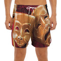 Comedy And Tragedy Theater Masks Print Men's Split Running Shorts