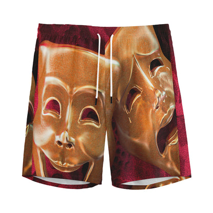 Comedy And Tragedy Theater Masks Print Men's Sports Shorts