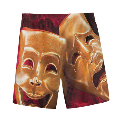 Comedy And Tragedy Theater Masks Print Men's Sports Shorts