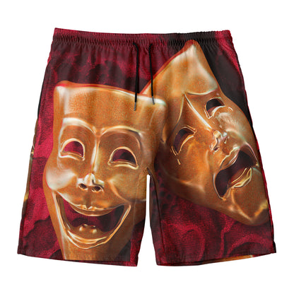 Comedy And Tragedy Theater Masks Print Men's Swim Trunks