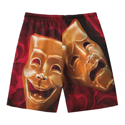 Comedy And Tragedy Theater Masks Print Men's Swim Trunks