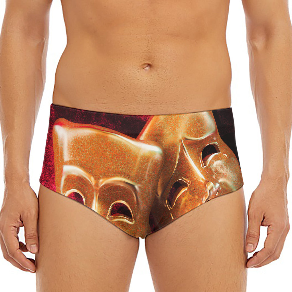 Comedy And Tragedy Theater Masks Print Men's Triangle Swim Briefs