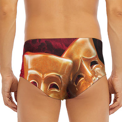 Comedy And Tragedy Theater Masks Print Men's Triangle Swim Briefs