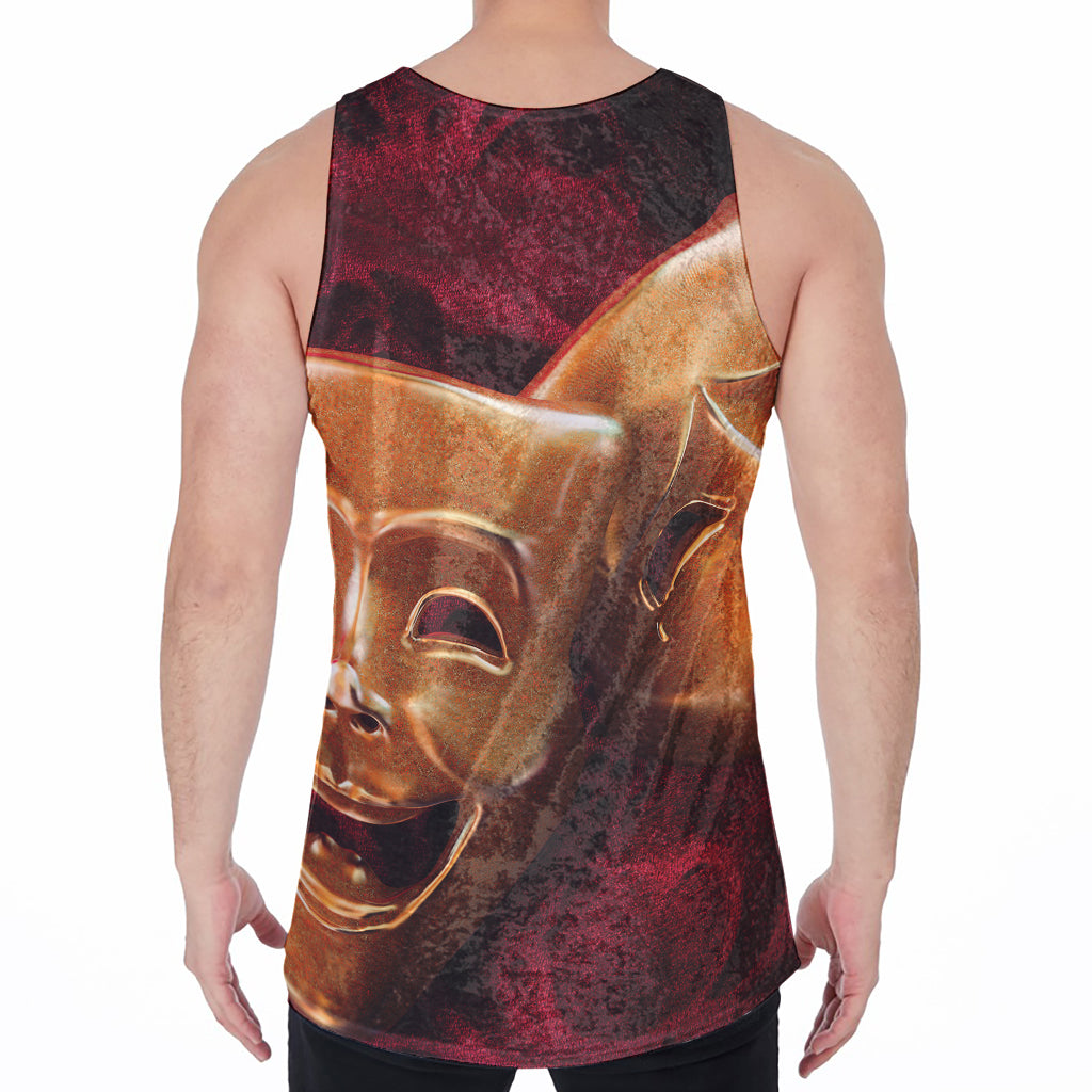 Comedy And Tragedy Theater Masks Print Men's Velvet Tank Top