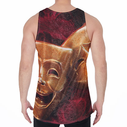 Comedy And Tragedy Theater Masks Print Men's Velvet Tank Top