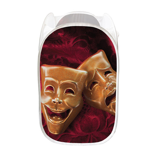 Comedy And Tragedy Theater Masks Print Mesh Laundry Hamper