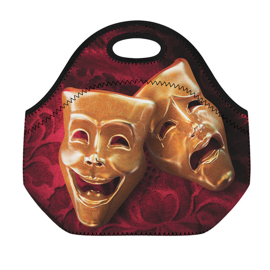 Comedy And Tragedy Theater Masks Print Neoprene Lunch Bag