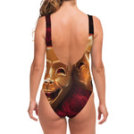 Comedy And Tragedy Theater Masks Print One Piece Swimsuit