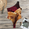 Comedy And Tragedy Theater Masks Print One Shoulder Bodysuit
