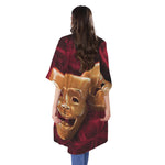 Comedy And Tragedy Theater Masks Print Open Front Beach Cover Up