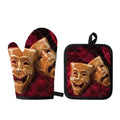 Comedy And Tragedy Theater Masks Print Oven Mitt And Pot Holder Set