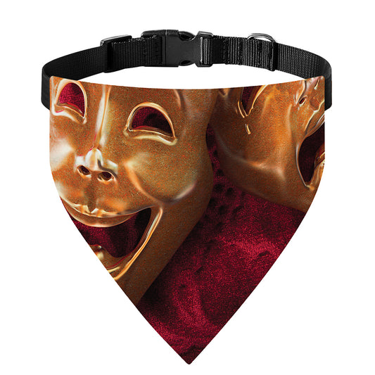 Comedy And Tragedy Theater Masks Print Over The Collar Dog Bandana